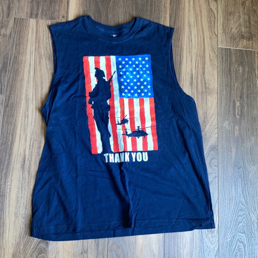 NWT 🇺🇸 Faded Glory Thank You USA Military July 4th Veterans Sleeveless